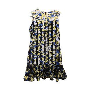Peter Pilotto for Target Womens Dress XS Shift Chiffon Floral Ruffle Hem Yellow